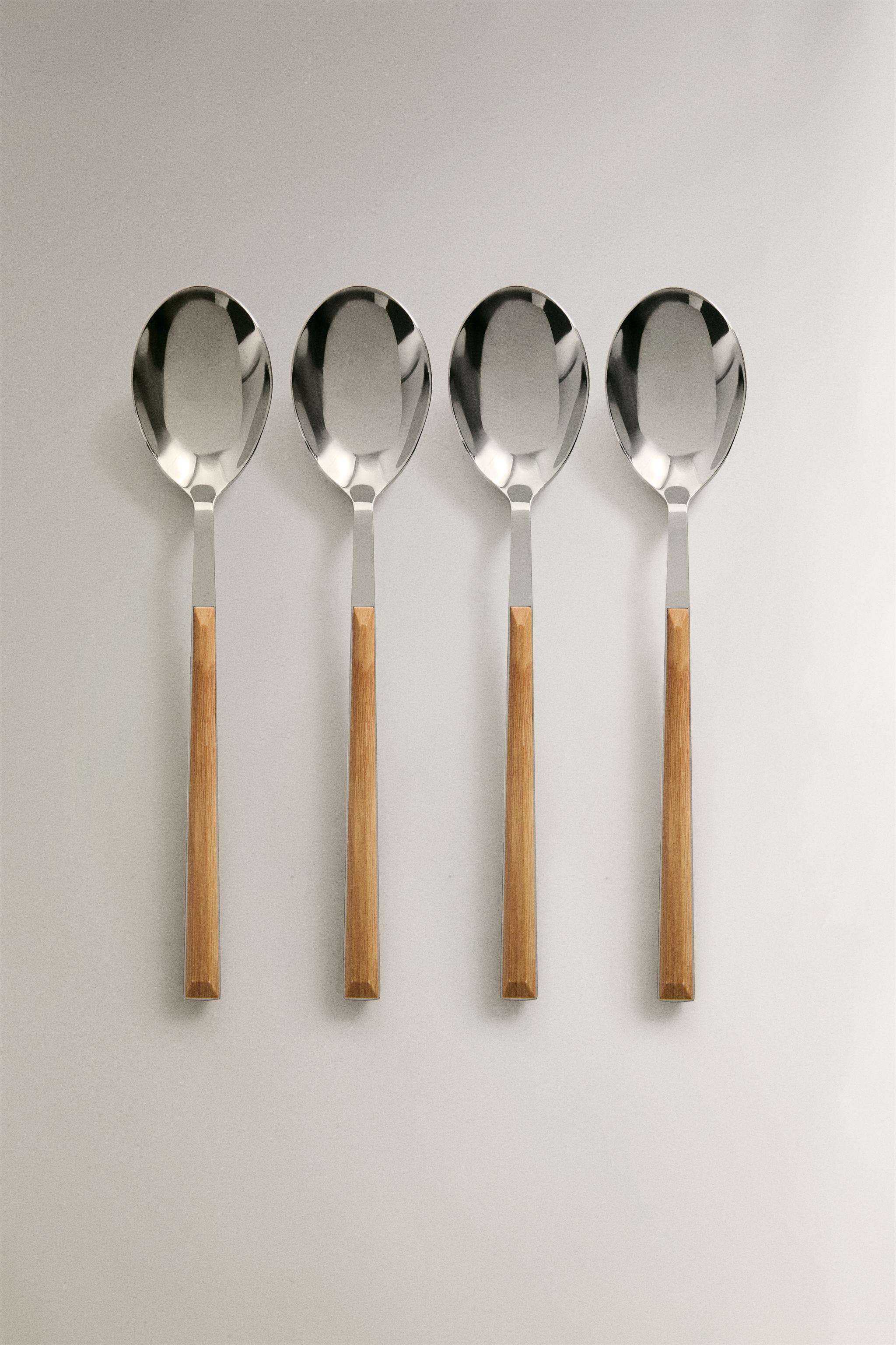 LOT DE 4 CUILLÈRES EFFET BOIS
